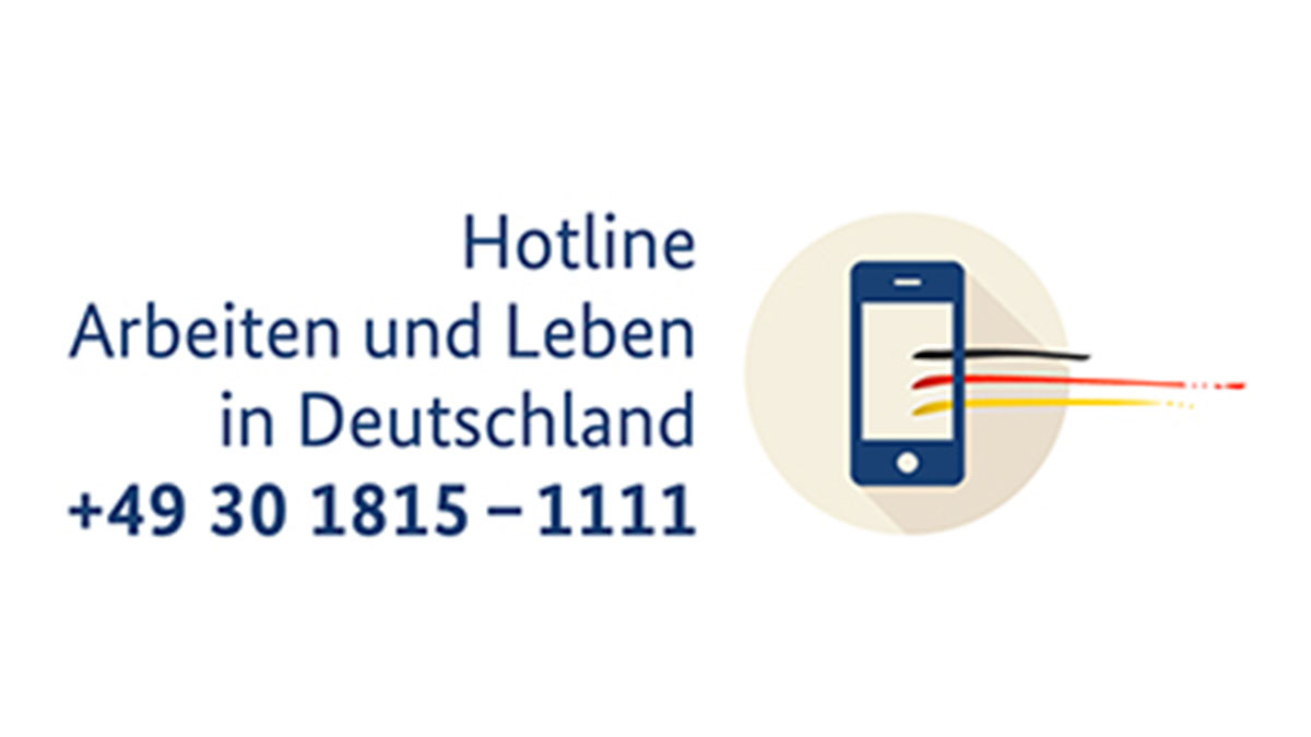 Logo Hotline Arbeiten und Leben in Deutschland